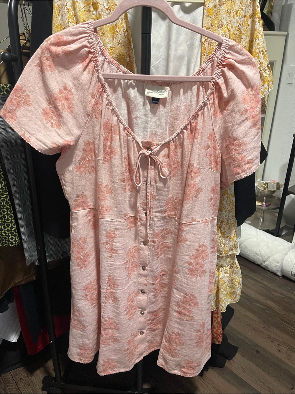 Rose Floral Peasant  Dress — Pink